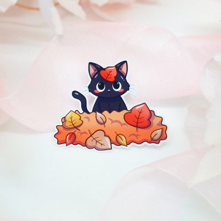 Sticker chat feuilles - Kawaii Peony Shop