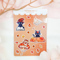 Sticker chat feuilles - Kawaii Peony Shop