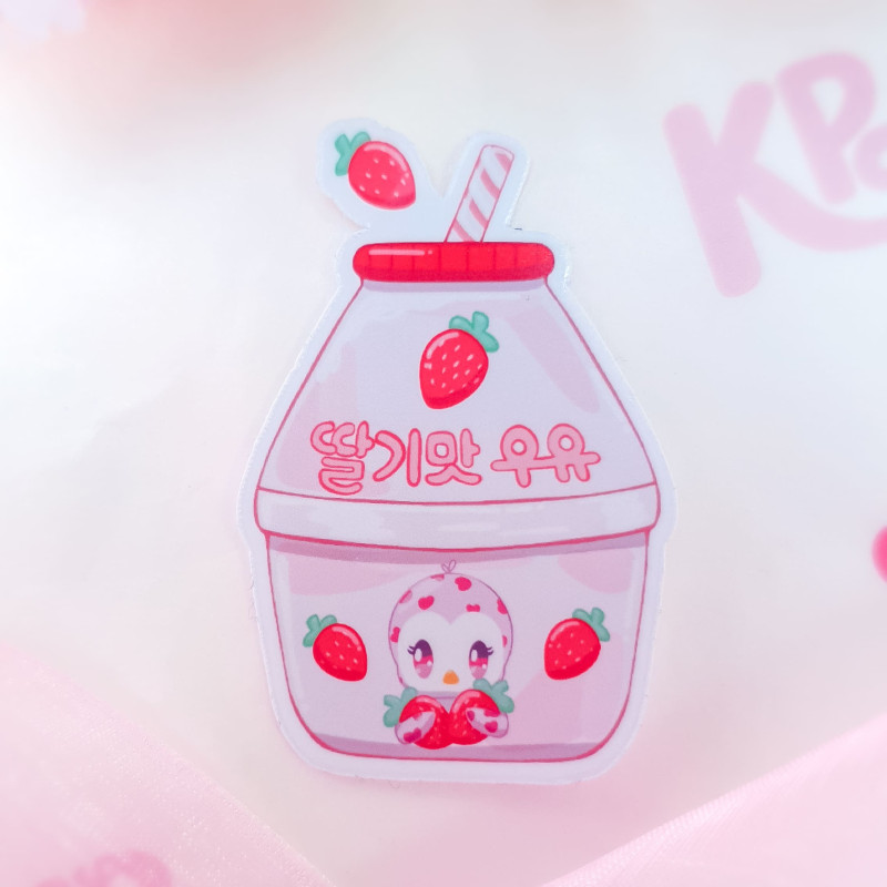 Sticker Lait Coréen à la fraise- Kawaii Peony Shop